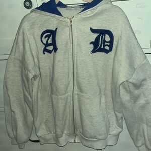 Adika Gray and Blue Letter Zip Up